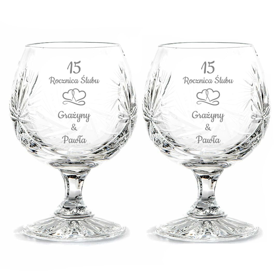Kryształowe kieliszki do koniaku z grawerem 170ml, Młynek MK51, 2szt