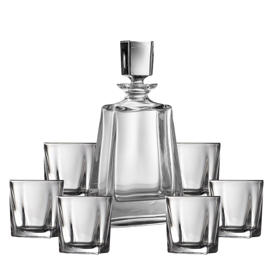 Zestaw do whisky: kryształowa karafka + kryształowe szklanki do whisky 6szt Flat