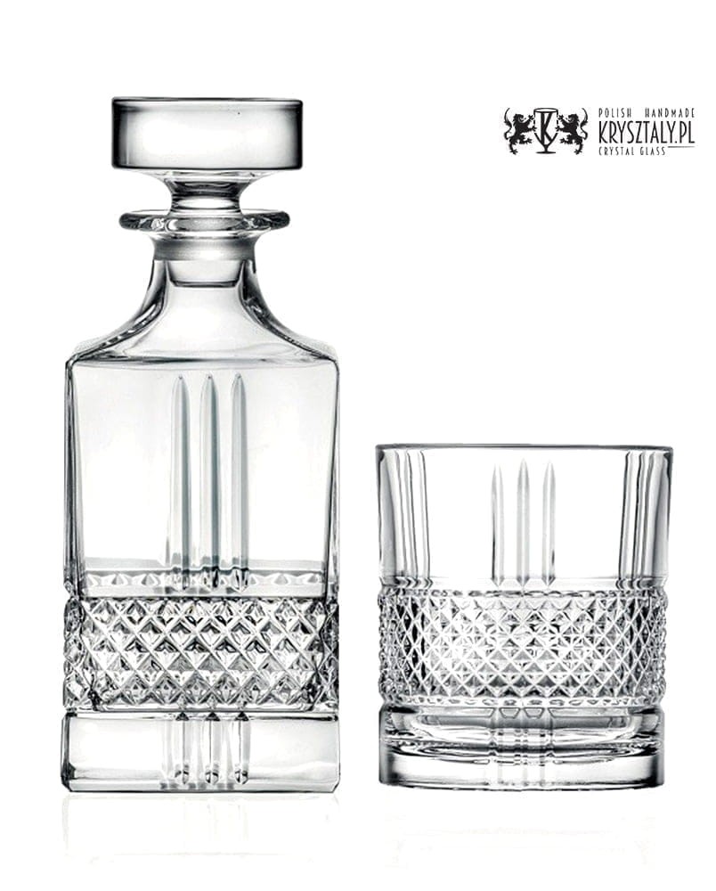 Zestaw do whisky: kryształowa karafka + kryształowe szklanki do whisky 6szt Crystalline Brillante