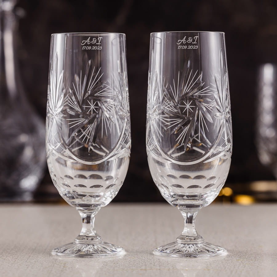 Kryształowe kieliszki do piwa 500ml Młynek MK86 z grawerem na rancie 2szt